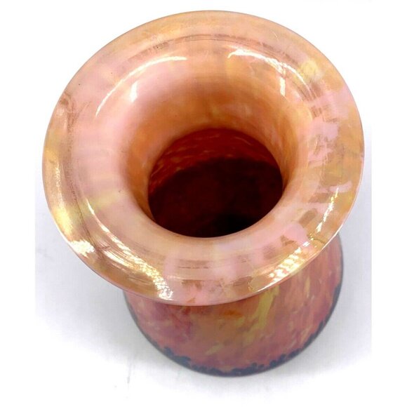 Bohemia Czech Welz Loetz Splatter Vase Orange Yellow Blue 8" Tall - Picture 5 of 7